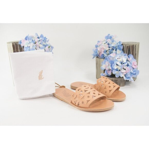 Ancient Greek Maistros Natural Leather Slides Mule Flats Sandals Size 36 NIB - Picture 1 of 8